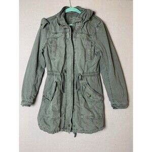 American Eagle Coat Womans Size XXS Green Hooded Army Chore Y2K Minimalist